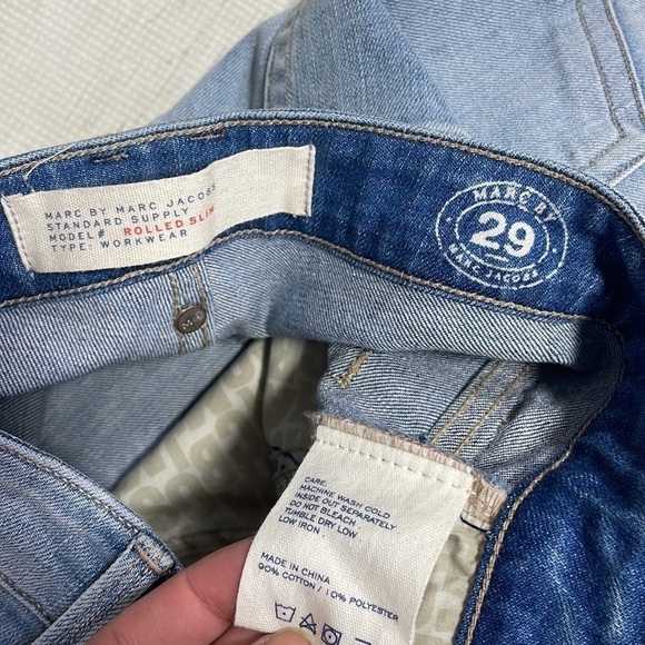 Marc Jacobs Jeans Rolled Hem Slim Distressed Ombre Denim Stripe Size 29 - Picture 5 of 13